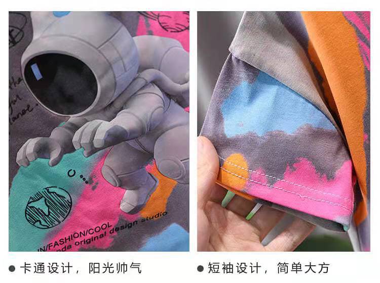 kids clothing astronaut rabbit print top and pant 2 piece dress for girls and boys