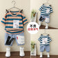 Baby clothing half sleeve shirt with jeans short 2 piece set for boys