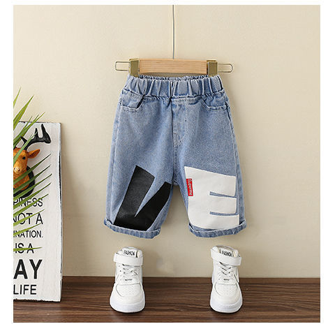 Baby clothing half sleeve shirt with jeans short 2 piece set for boys