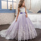 Kids wear Pakistan elegant party long tail sleeveless frock for girls