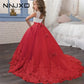 Kids wear Pakistan elegant party long tail sleeveless frock for girls
