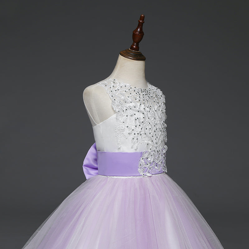 Kids wear Pakistan elegant party long tail sleeveless frock for girls