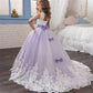 Kids wear Pakistan elegant party long tail sleeveless frock for girls