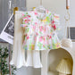 Kids fashion girls flower sleeveless shirt and pant dress for girls