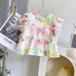 Kids fashion girls flower sleeveless shirt and pant dress for girls