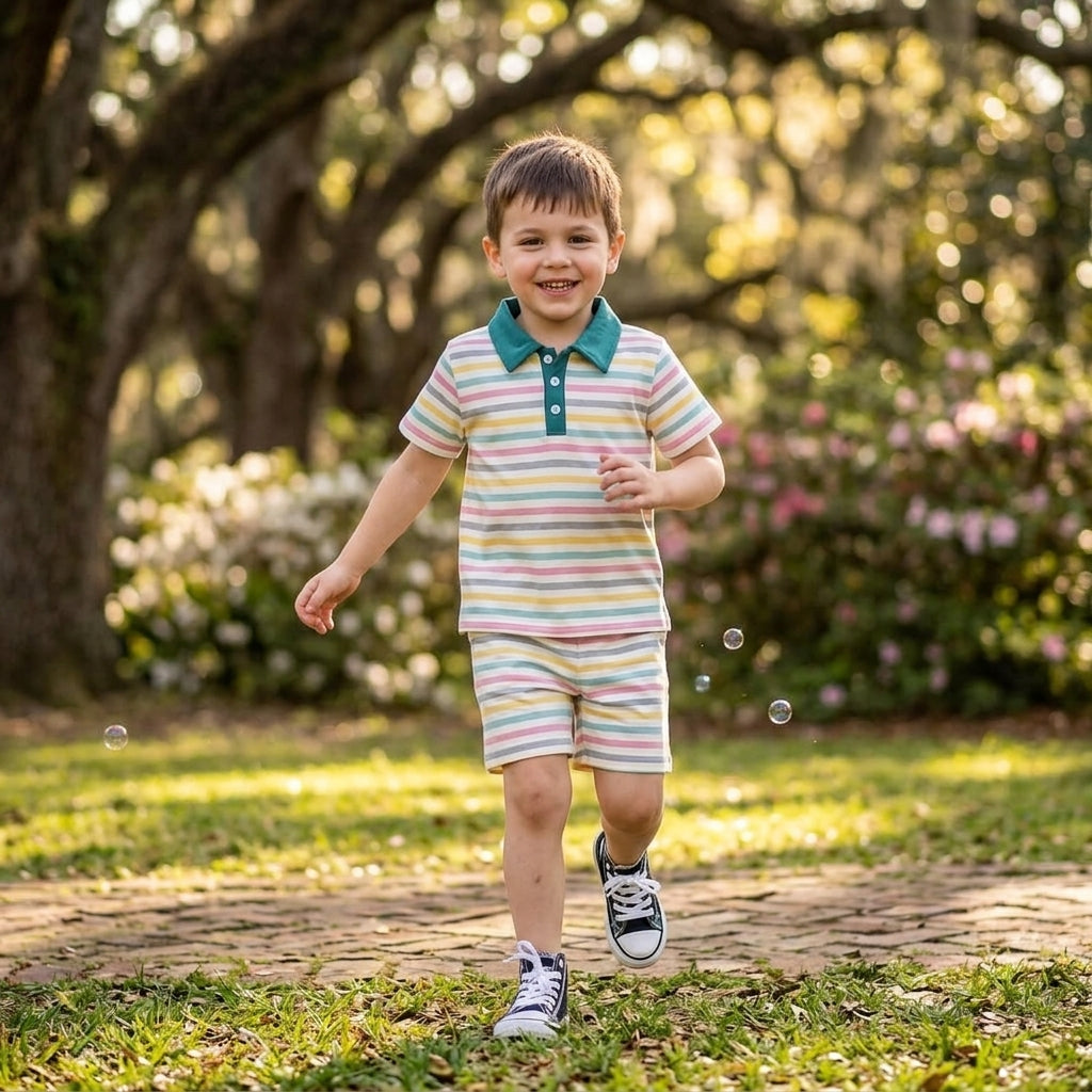 Boys cotton blended collar style shirt with short