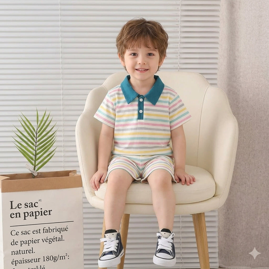 Boys cotton blended collar style shirt with short