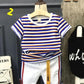 Summer Kid’s Short Sleeve T-shirt Classic Striped Top for Boys and Girls