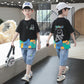 4638 Boys clothes printed shirt and denim jeans short dress for boys