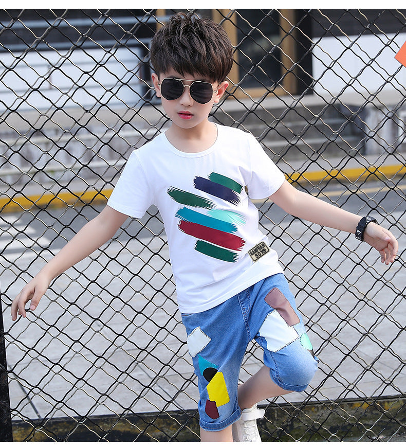 Kids wear half sleeve printed shirt with short dress for boys