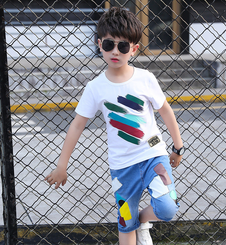 Kids wear half sleeve printed shirt with short dress for boys