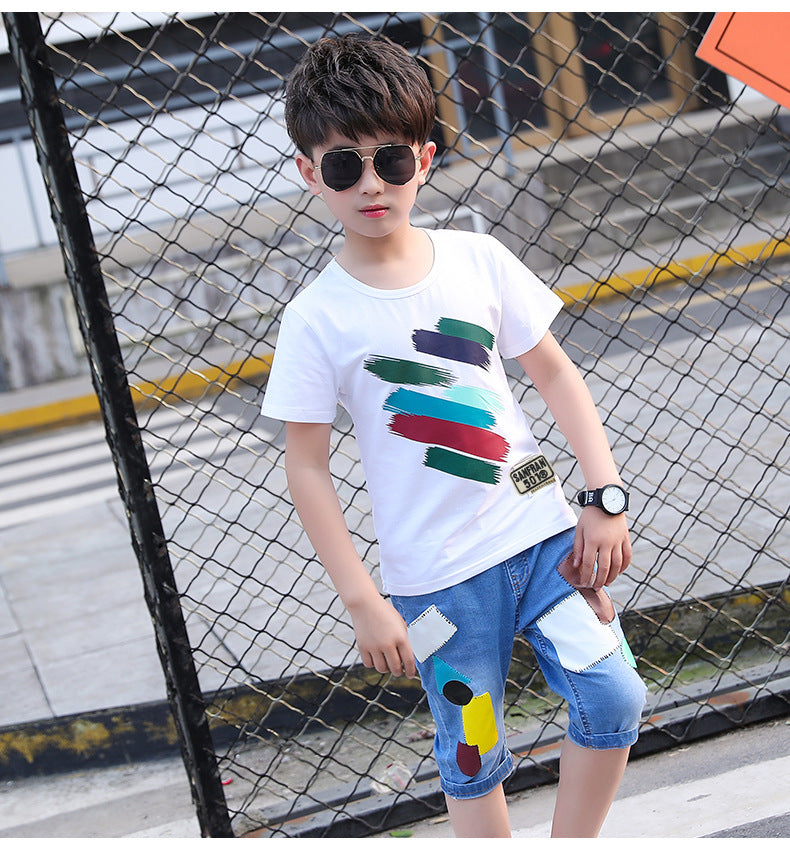 Kids wear half sleeve printed shirt with short dress for boys