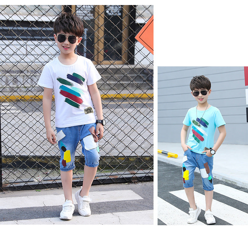 Kids wear half sleeve printed shirt with short dress for boys