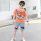 Boys clothes Pakistan cartoon print t-shirt + denim short dress for boys