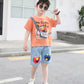 Boys clothes Pakistan cartoon print t-shirt + denim short dress for boys