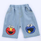 Boys clothes Pakistan cartoon print t-shirt + denim short dress for boys