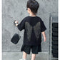 4681 Baby clothing printed shirt with short outfit dress for boys
