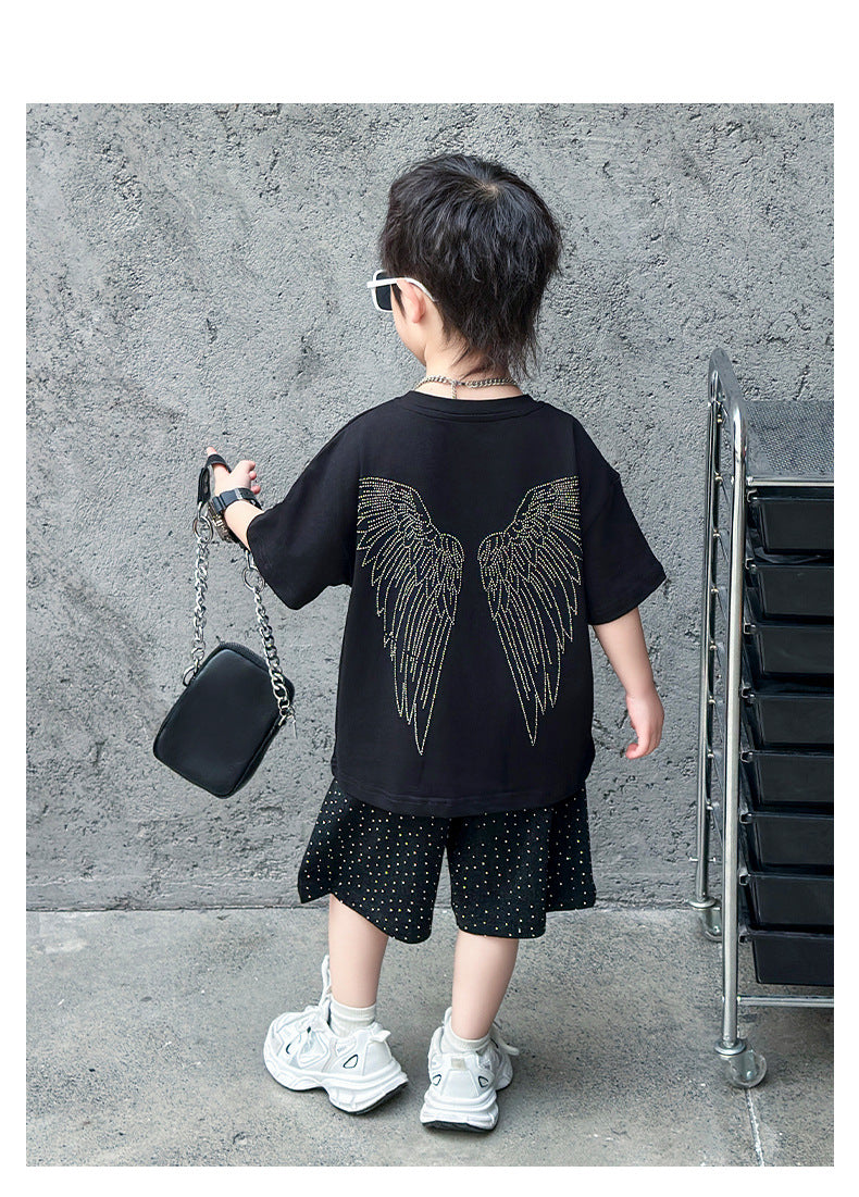 4681 Baby clothing printed shirt with short outfit dress for boys