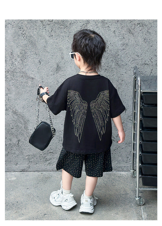 4681 Baby clothing printed shirt with short outfit dress for boys