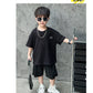 4681 Baby clothing printed shirt with short outfit dress for boys