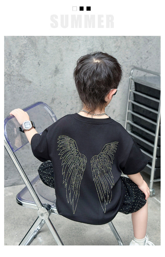 4681 Baby clothing printed shirt with short outfit dress for boys