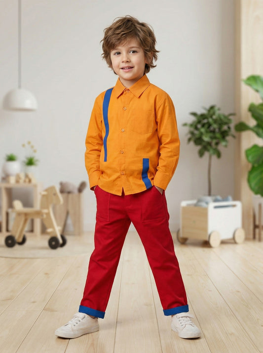 Casual style cotton shirts and pents full sleeves dress for girls and boys