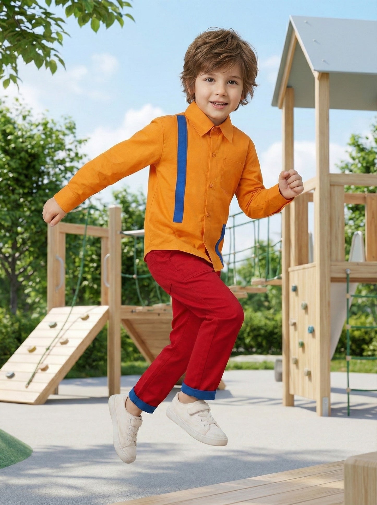 Casual style cotton shirts and pents full sleeves dress for girls and boys