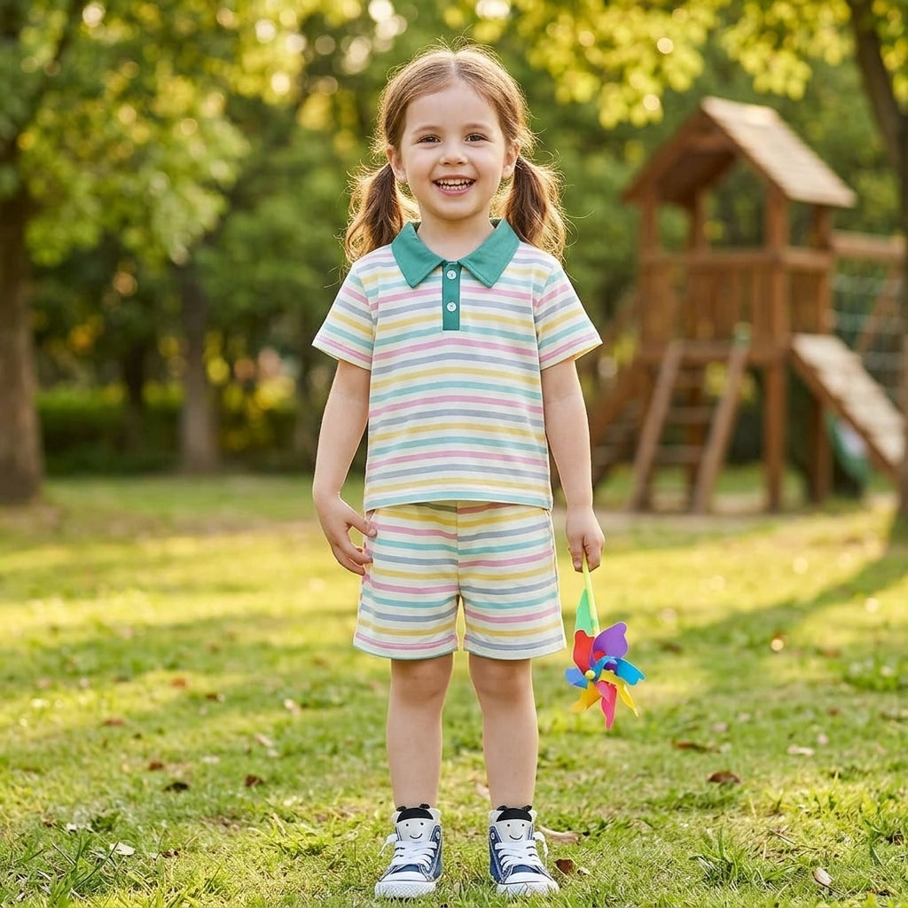 Boys cotton blended collar style shirt with short