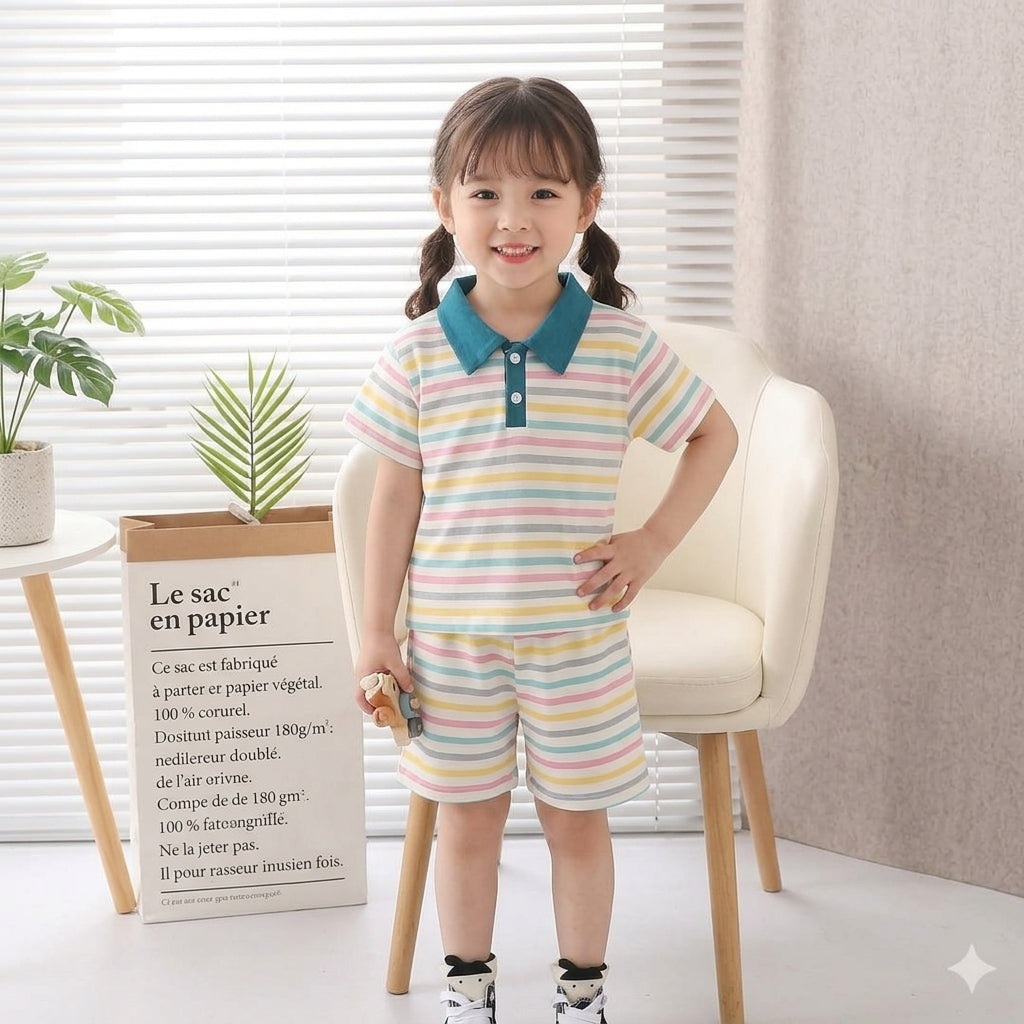 Boys cotton blended collar style shirt with short