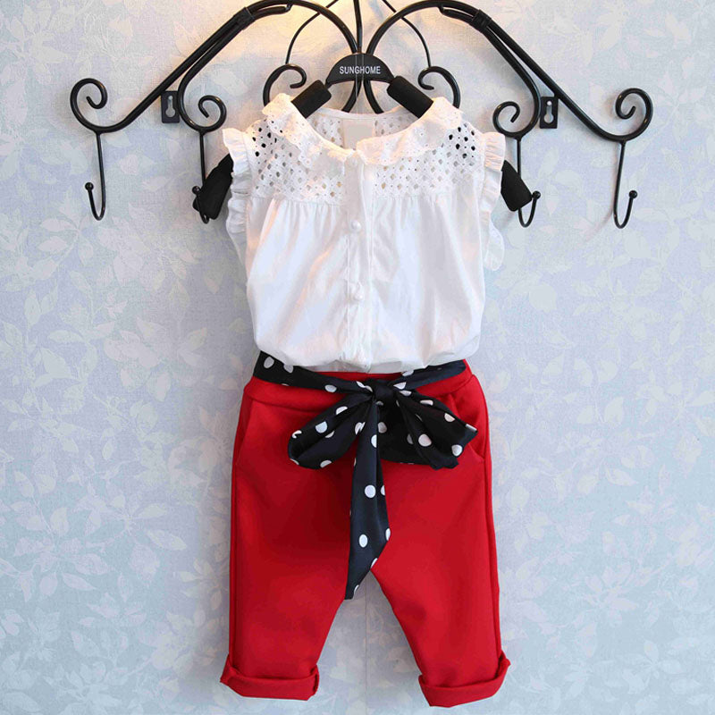 Neck Laced Stylish Shirt Pent With Belt Stylish Western Dress For Girls clothes