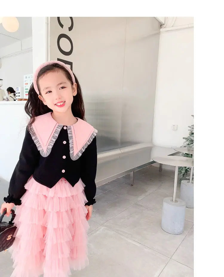 Kids clothes online Pakistan full sleeve princess top and skirt birthday designed dress for girls