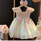 4634 Kids fashion Pakistan colorfull rainbow winged princess frock for girls