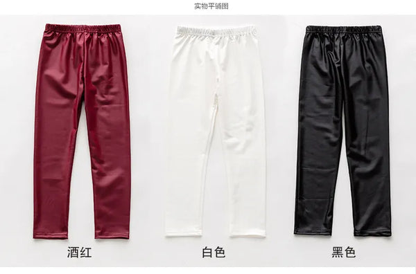 Lether Summer elastic waist legging for girls