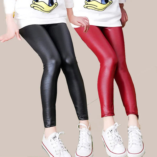 Lether Summer elastic waist legging for girls