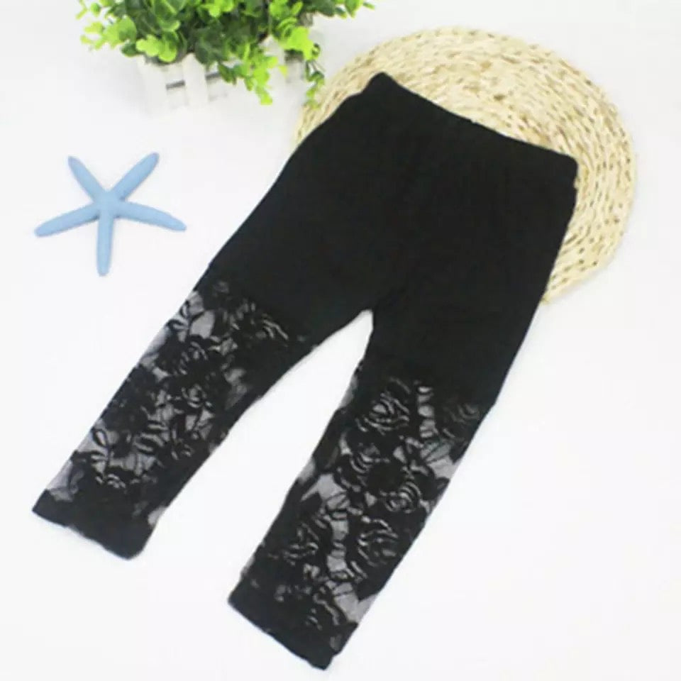 Cotton blended stretchable net new flower capri for girls