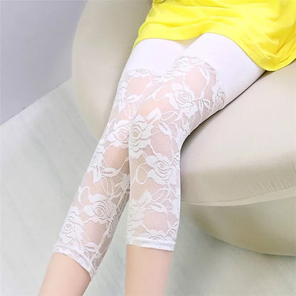 Cotton blended stretchable net new flower capri for girls
