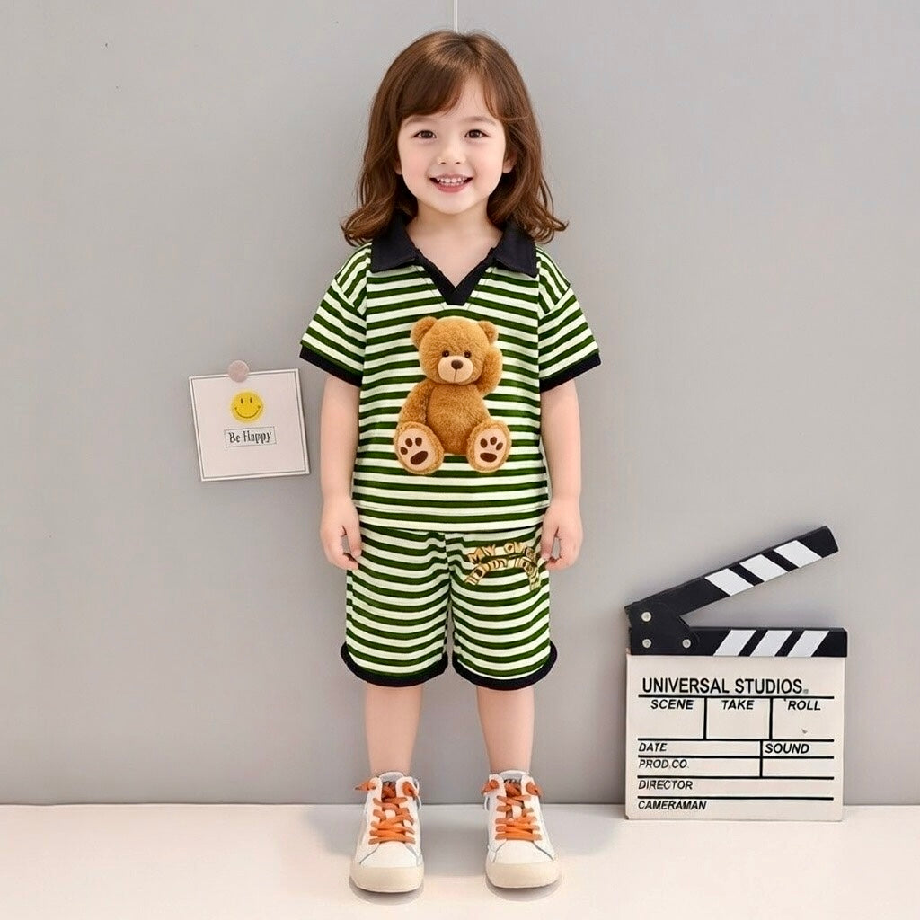 Summer t-shirt+short with teddy dress for boys and girls