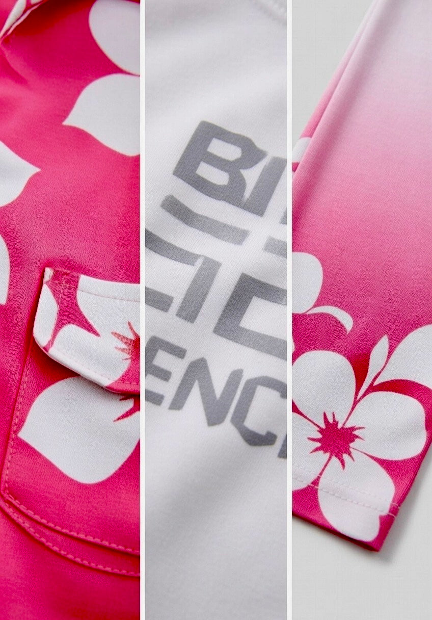 Girls' 3-Piece Pink Floral Co-ord Set with Jacket, Graphic Tee, and Pants