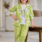 Girls' 3-Piece Pink Floral Co-ord Set with Jacket, Graphic Tee, and Pants
