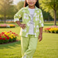 Girls' 3-Piece Pink Floral Co-ord Set with Jacket, Graphic Tee, and Pants