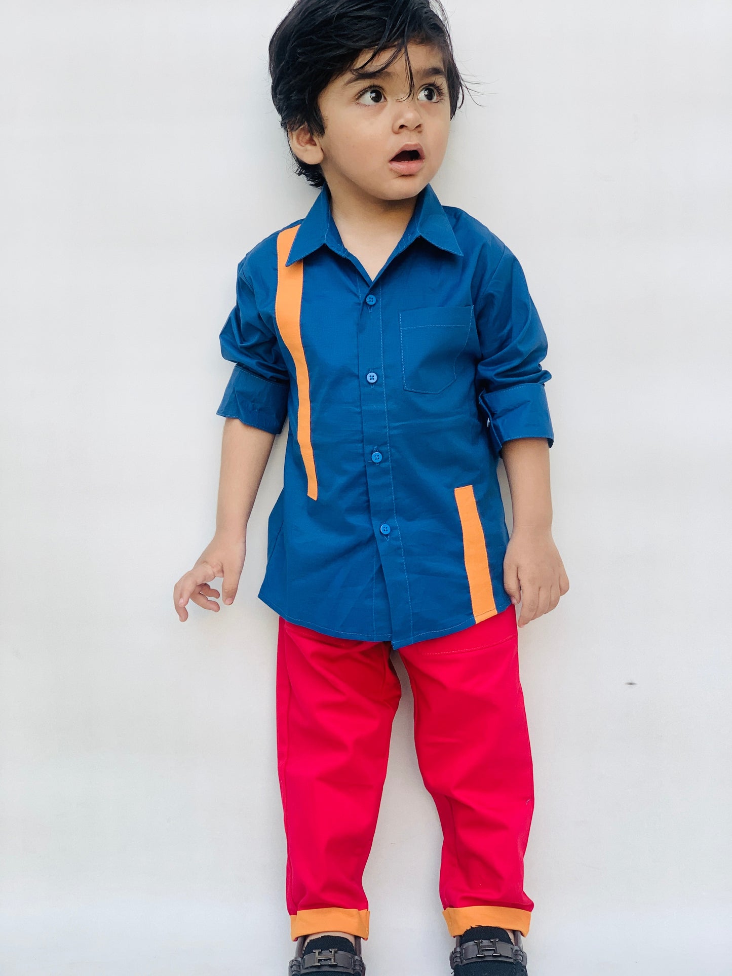 Casual style cotton shirts and pents full sleeves dress for girls and boys