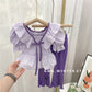 kids clothing brands in pakistan bowknot ruffles top + fashion bell-bottoms dress for girls