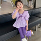 kids clothing brands in pakistan bowknot ruffles top + fashion bell-bottoms dress for girls