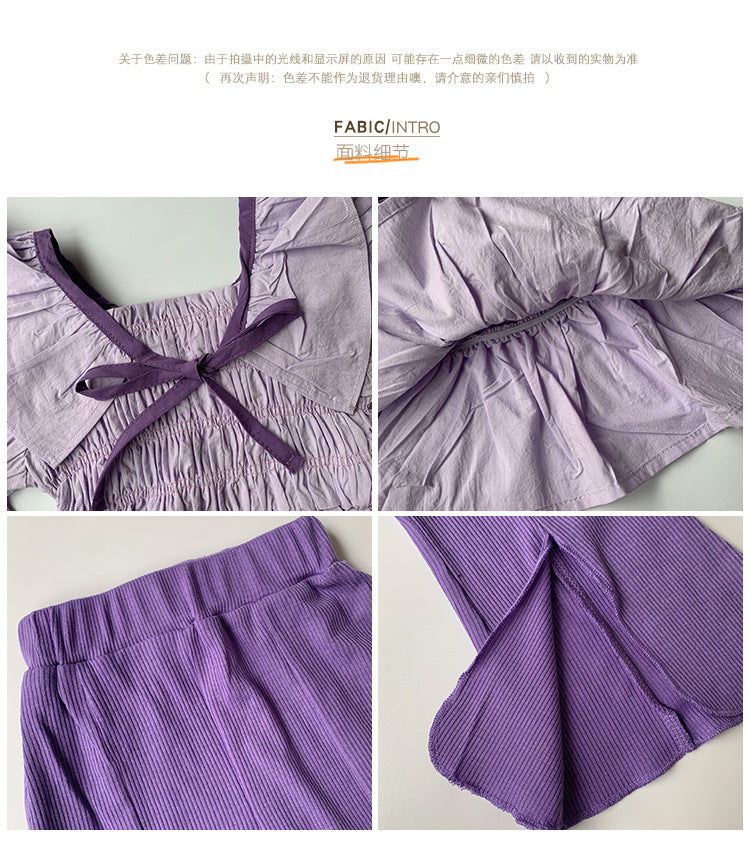 kids clothing brands in pakistan bowknot ruffles top + fashion bell-bottoms dress for girls
