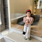 Kids wear Pakistan big bow floral short sleeved top + mosquito resistant pant 2 piece dress for girls