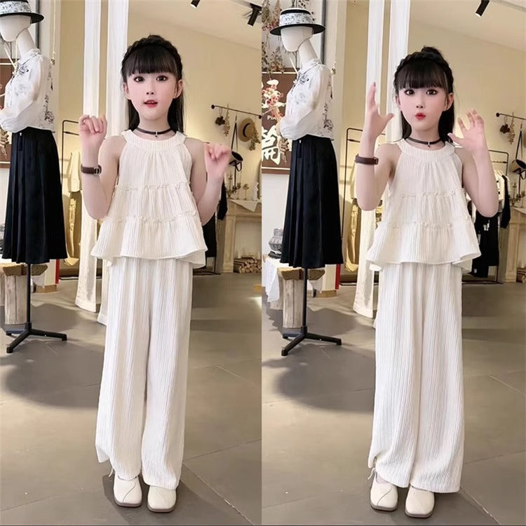 Girls clothes Pakistan summer outfit sleeveless top and trouser 2 piece dress for girls