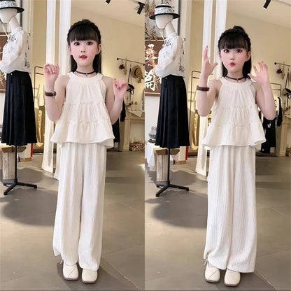 Girls clothes Pakistan summer outfit sleeveless top and trouser 2 piece dress for girls
