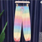 Rainbow Gradient Color Loose 2pcs T-shirts+pants Tie-dyed Clothing