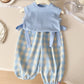 Kids wear Pakistan sleeveless shirt + plaid pant with bag 3 piece dress for girls
