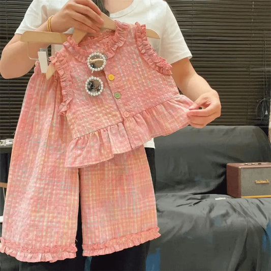 Girls clothes Pakistan breasted cardigan top with pant 2 pcs dress for girls